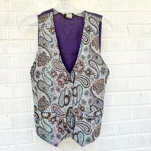 Vintage 90's Maggie Sweet Paisley Tapestry Vest